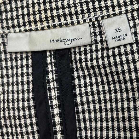 Halogen Black White Gingham Check Double Breasted Tie Belt Trench Jacket Sz XS - Picture 7 of 8